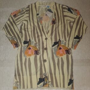 Sparrow Anthropologoe Striped Floral Button Cardigan XS